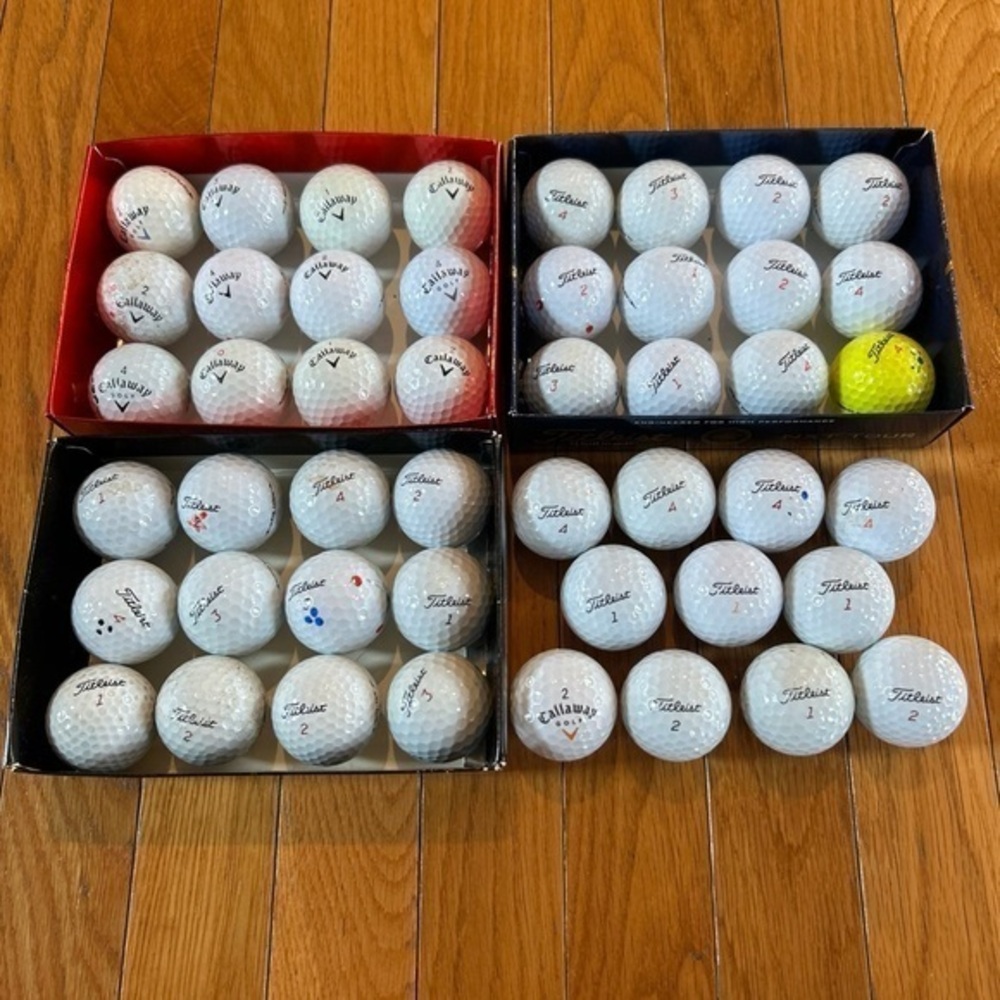 47 Preowned Used Titleist NXT DT Soft Callaway Warbird White Golf Balls ⛳️